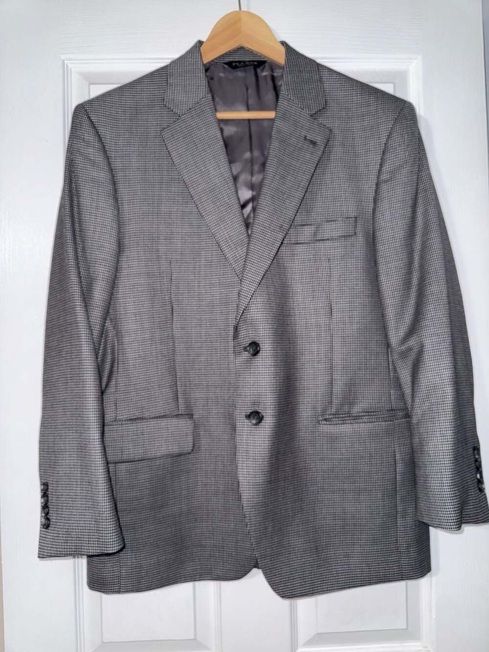 Jos. A. Bank Mens Grey Black Houndstooth Pattern Wool Blazer Sport Coat Jacket S